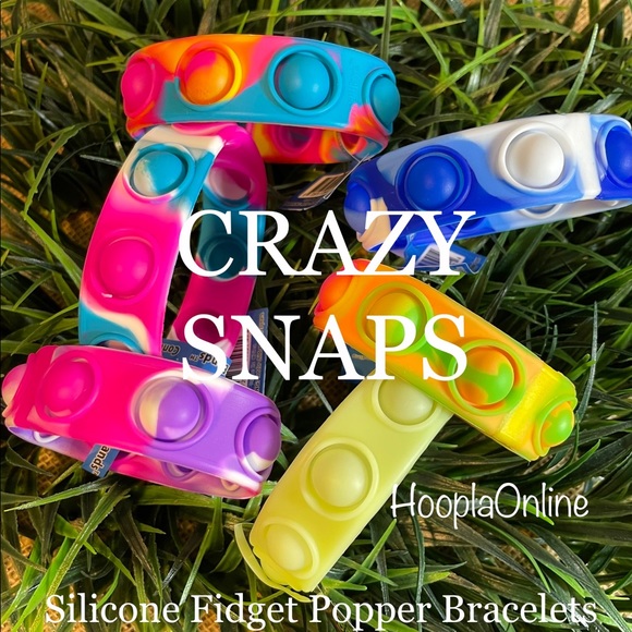 Pop it 5 pack Crazy Snaps Popper Bracelets-Assorted - Picture 1 of 14